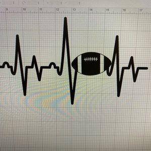 Football heart beat car decal